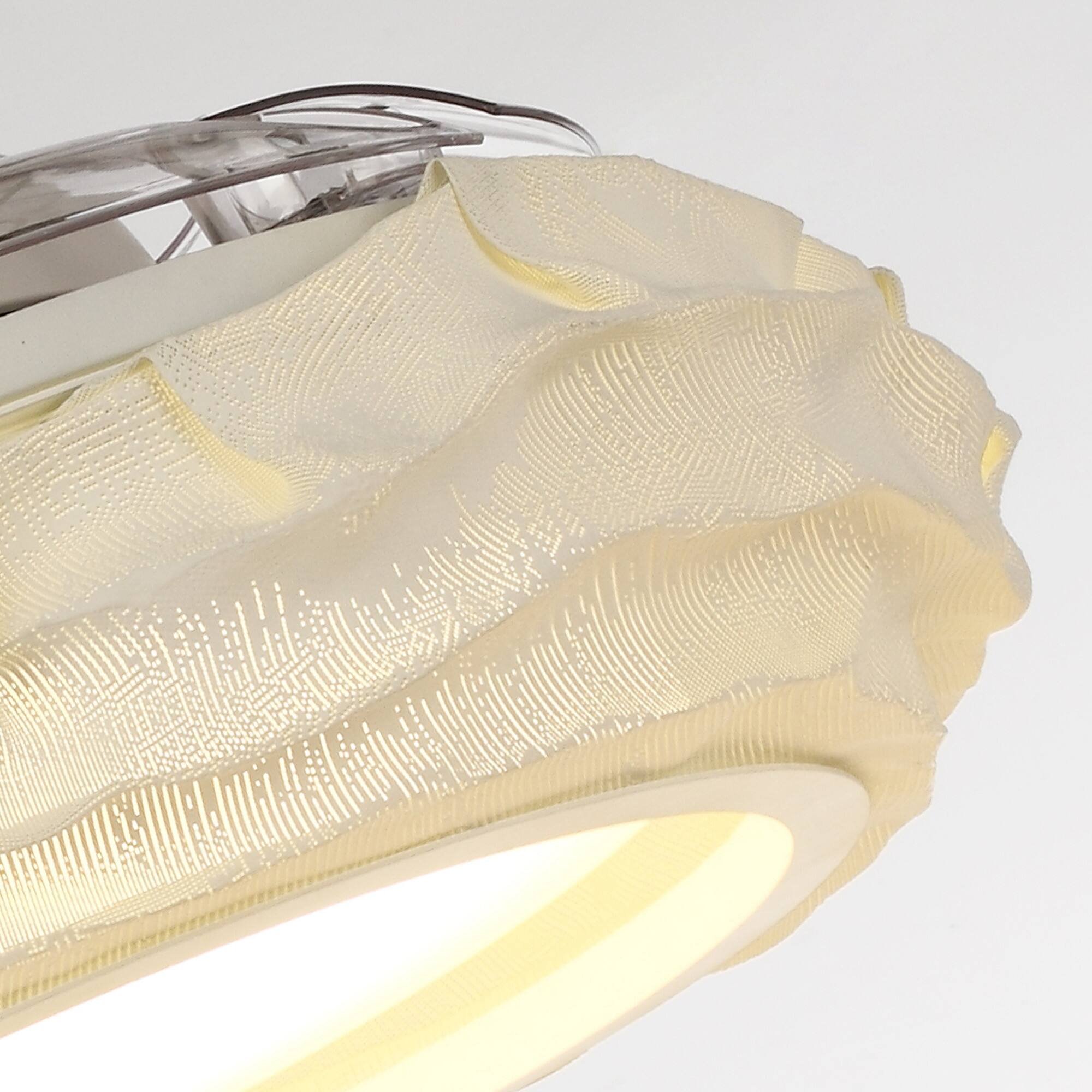 52" Farmhouse White Metal Shade Smart LED Ceiling Fan Fandelier Works